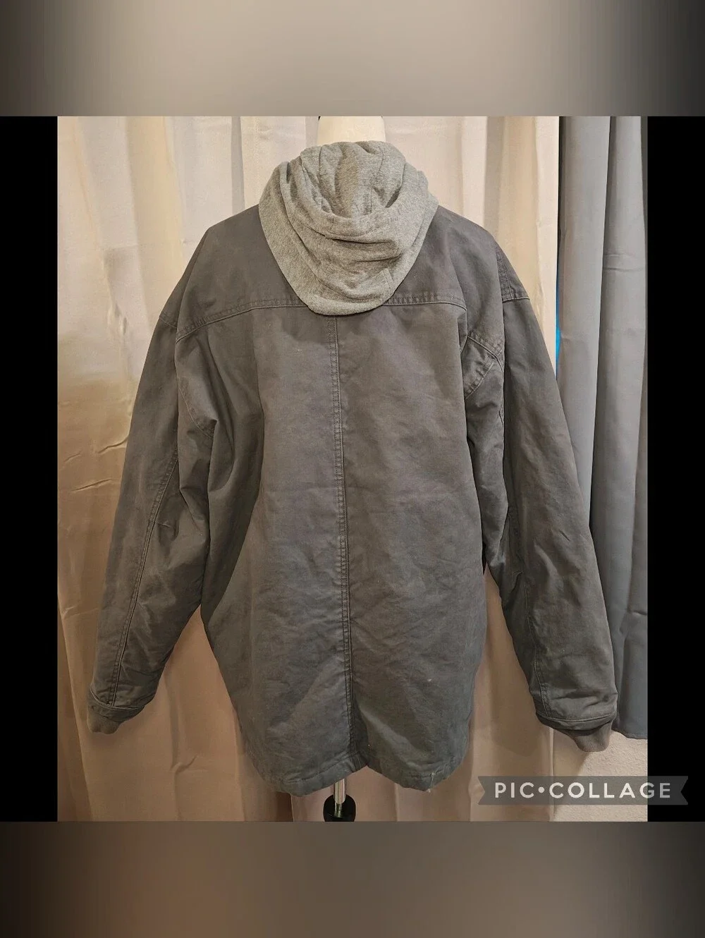 🖤Vintage Wrangler Workwear Grey Hooded Duck Canvas Heavy Duty Utility Jacket🩶